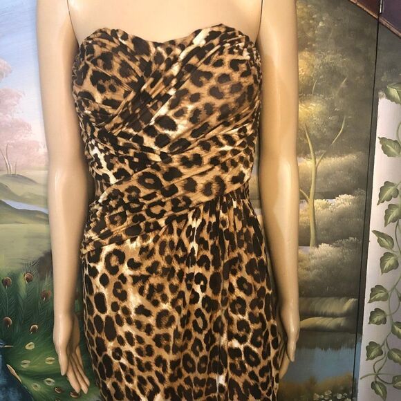 Leopard Strapless Sweetheart Mini Dress-XS - Picture 3 of 8